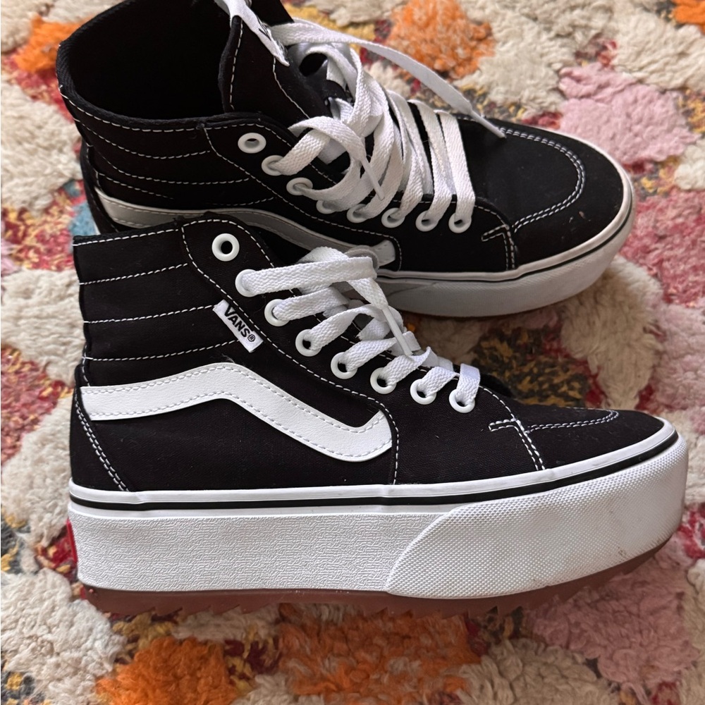 Vans Black and White High-Top Sneakers
